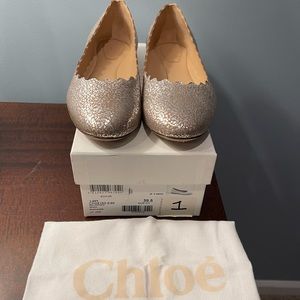 Authentic Chloe “Lauren”
metallic leather ballerina flat. Size 39.5